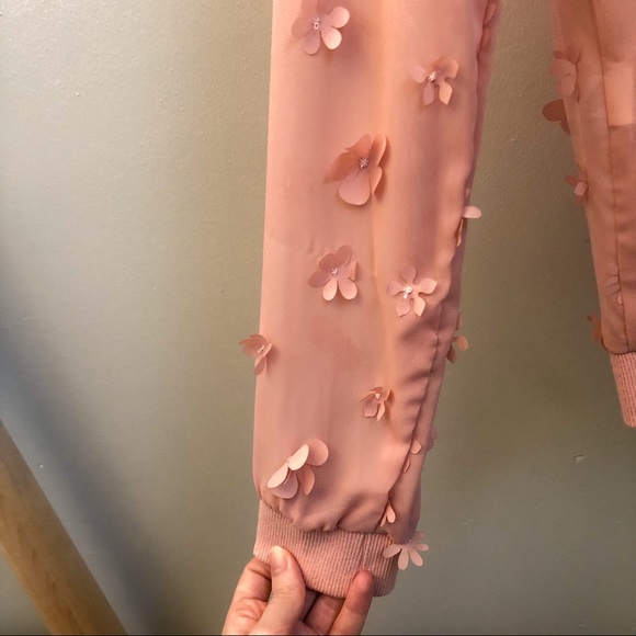 JustFab 3d Floral Bomber in Mellow Rose - Picture 10 of 14